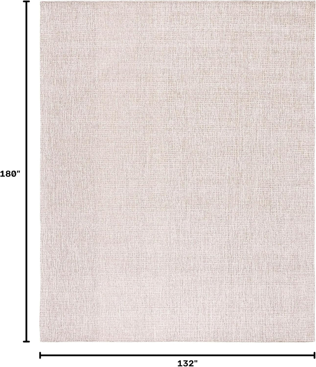Abstract Area Rug, Wool Handmade Ivory & Grey ABT468G