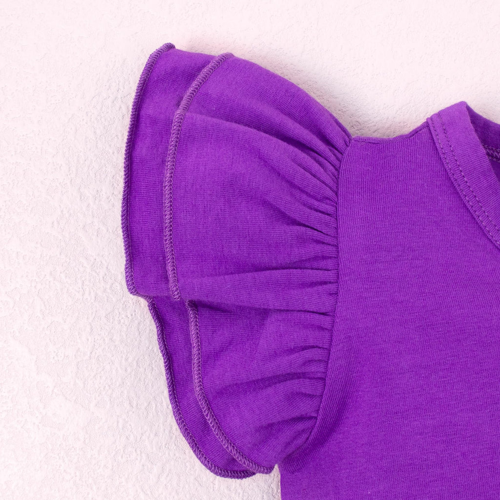 Toddler Baby Little Girls Solid Color Plain baisic Blouse Ruffle Short Sleeve T-Shirt Kids Cotton Top Undershirt