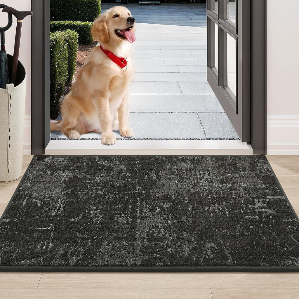 Door Mat Indoor Entrance Dirt Trapper Washable, 24x36in, Dark Grey | Dirt & Moisture Trap Absorbent, Non-Slip TPR