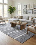 Abbey Rug - 9' 1 Gray Textured Cotton Rug - Modern Striped Design, Large Area Rug for Living Rooms and Bedrooms