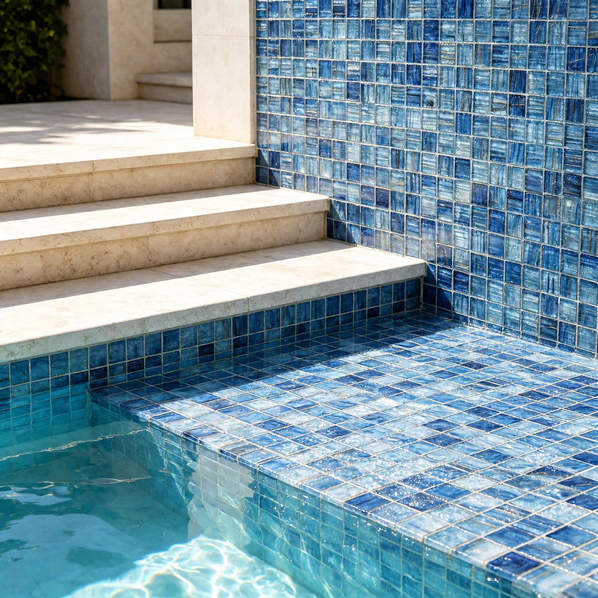 8 Sheets Glass Mosaic Tiles Backsplash, 12" x 12" Light Blue Backsplash Tile Bathroom Swimming Pool Shower Wall (8