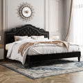 King Bed Frame with Adjustable Velvet Tiara Headboard, Upholstered Diamond Button Tufted Platform Bed