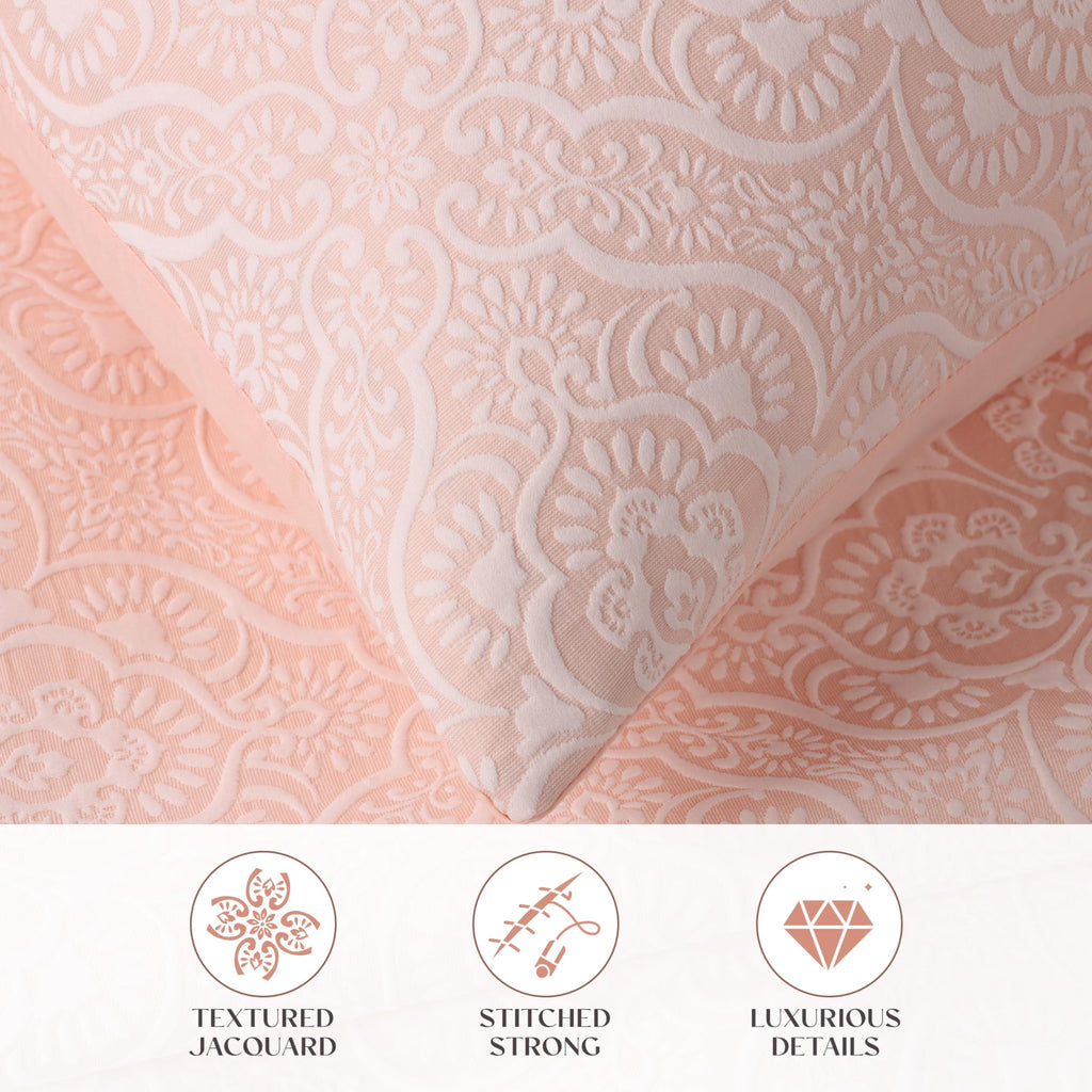 3 Piece Bedspread Set, Home Bed Decor, Decorative Bed Spread, 2 Pillow Shams, Medium Weight Blanket, Floral Matelasse