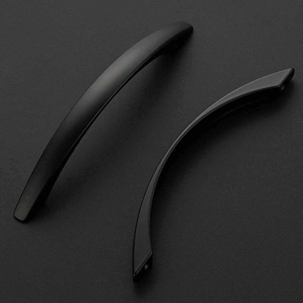 10 Pack Cabinet Pulls 5 Inch Matte Black Curved Drawer Pulls Cupboard Arch Pulls for Dresser Drawer Cabinet Hardware