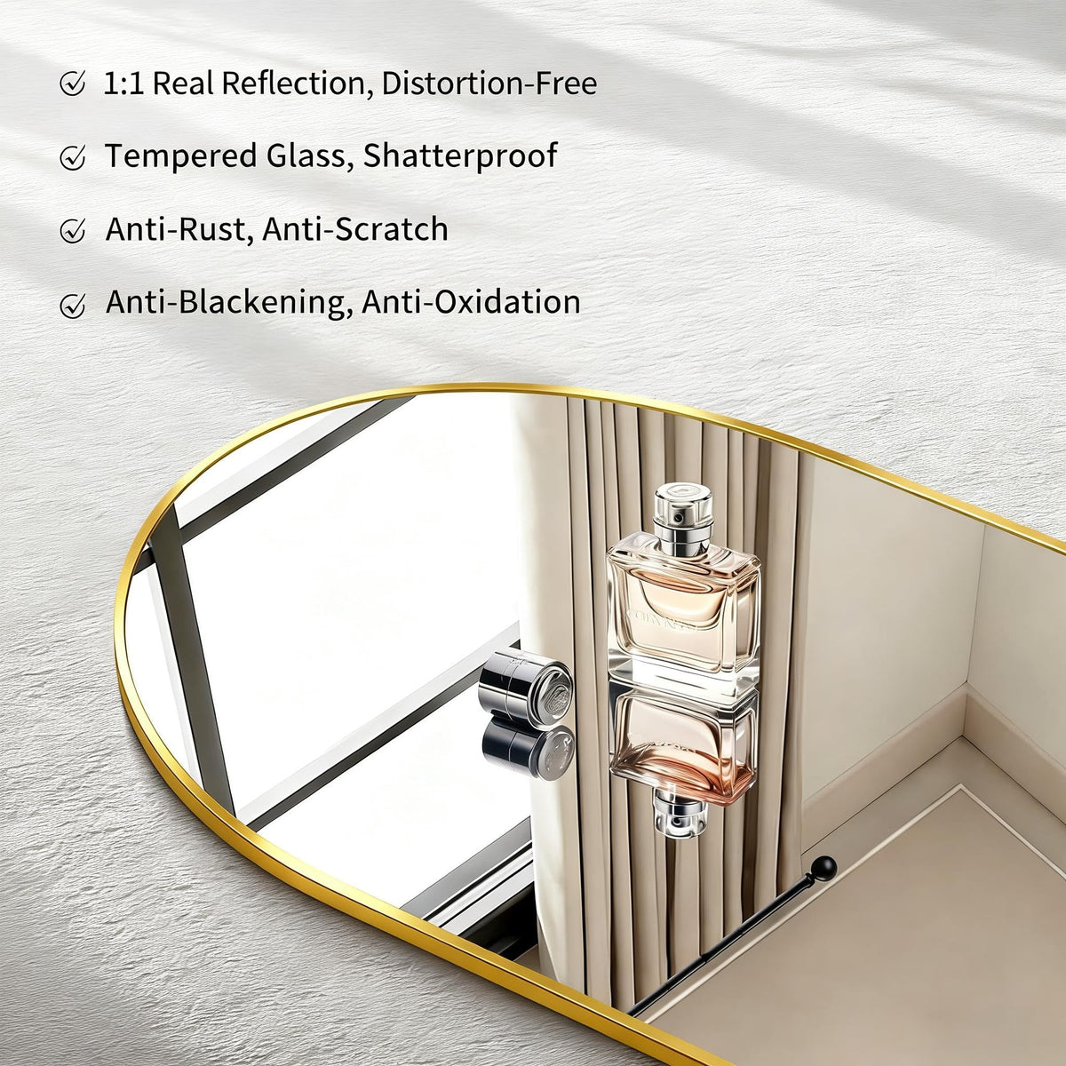 Arched Wall Mirror, 40"x48" Gold Arched Mirror Table