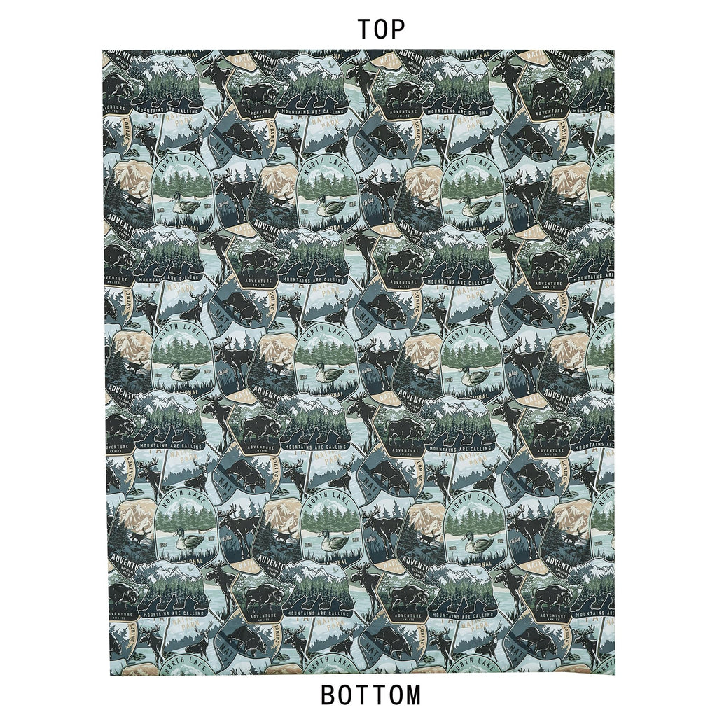 Tahoe 7-Piece North Lake Motif Comforter Set - Multicolor Blue Green Brown Black Printed Washed Cabin Lodge
