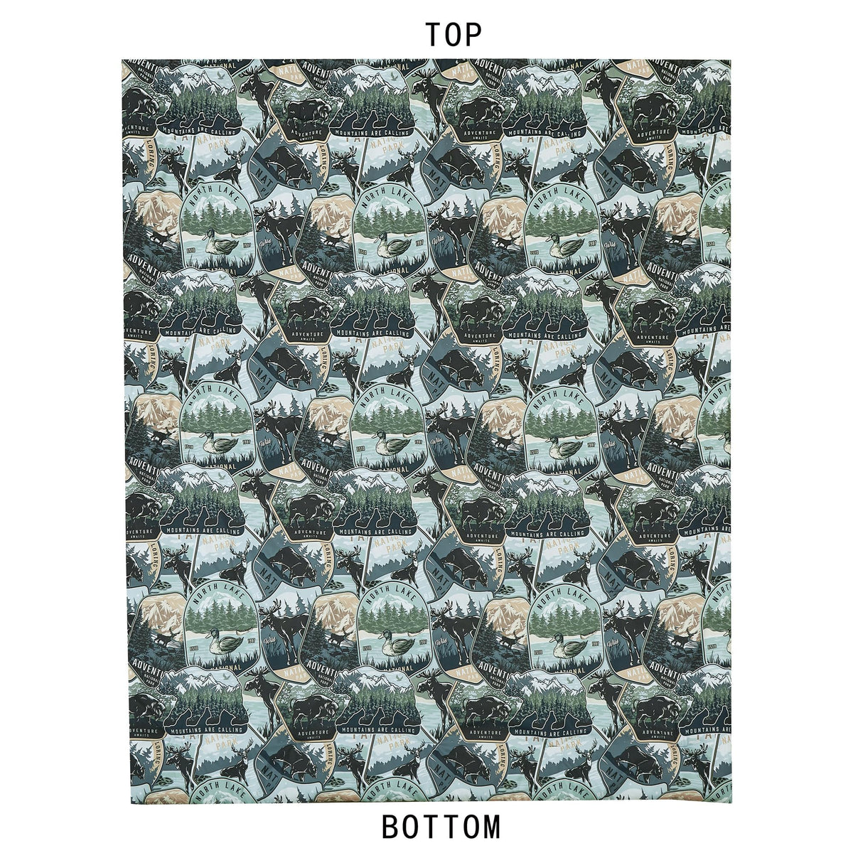 Tahoe 7-Piece North Lake Motif Comforter Set - Multicolor Blue Green Brown Black Printed Washed Cabin Lodge