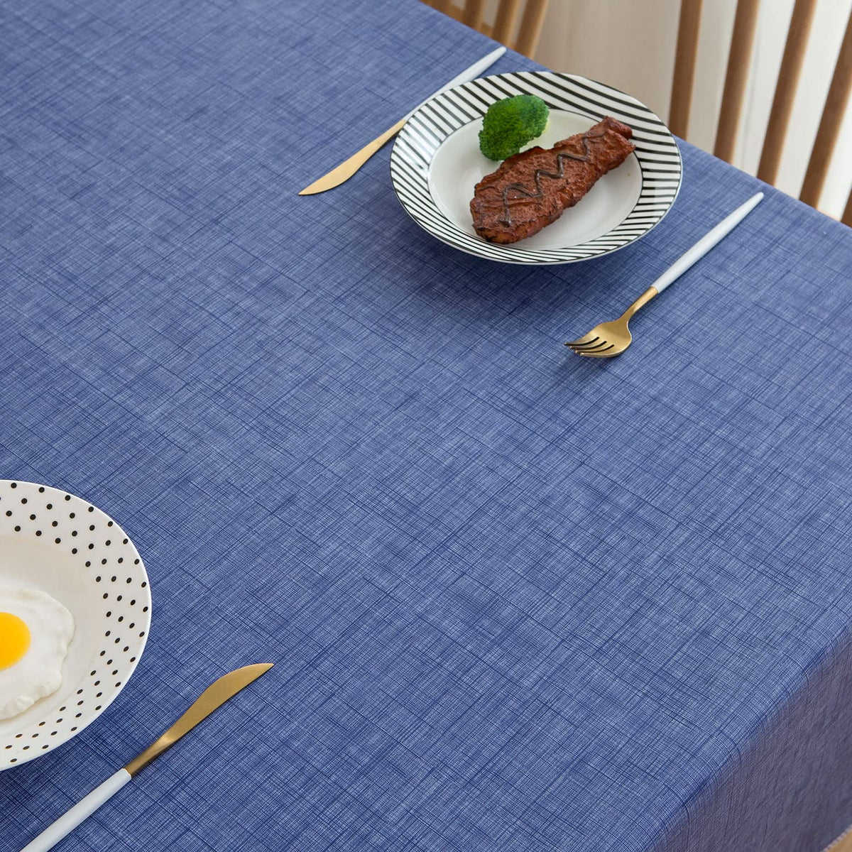 Vinyl Tablecloth with Flannel Backing Rectangle Waterproof Oil-Proof Plastic Table Cloth Wipeable PVC Table Cover for