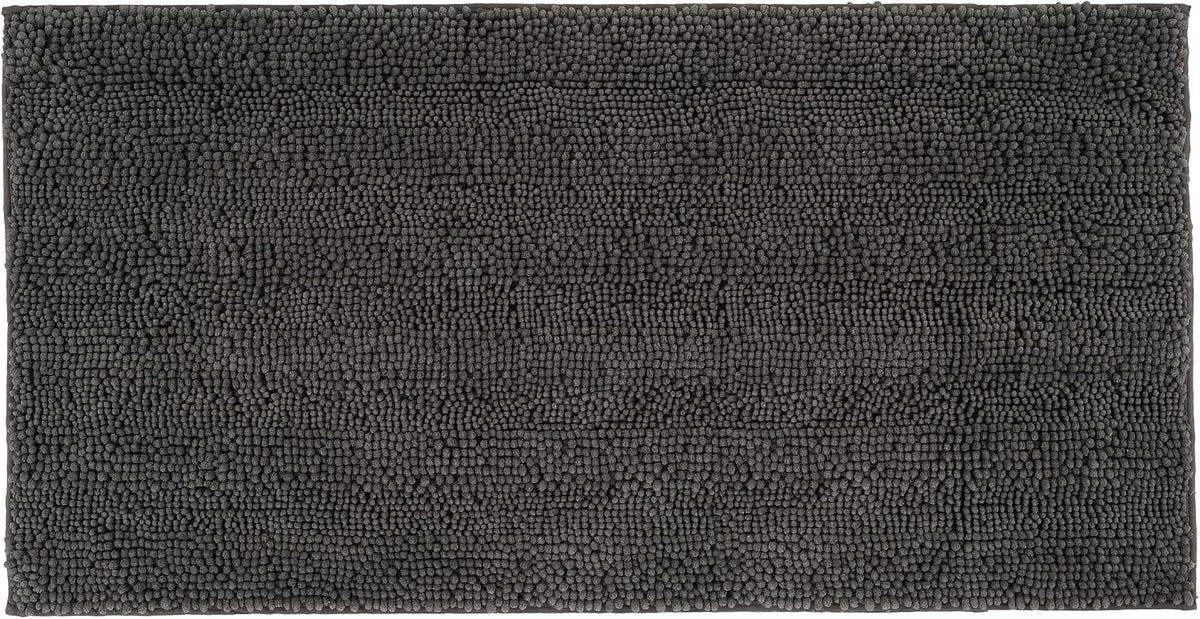 Bath Mat 24" x 47", Large Soft Absorbent Bath Mat, Non-Slip Comfortable Floor Mat, Microfiber Washable - Charcoal