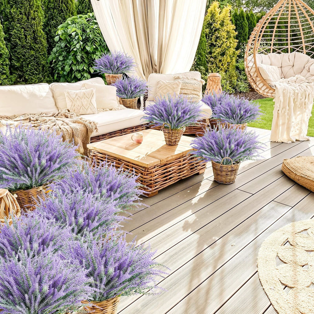 30 Bundles Artificial Lavender Outdoor, 14.5" UV Resistant Faux Plants Outdoor Greenery Stems No Fade Plastic Fake