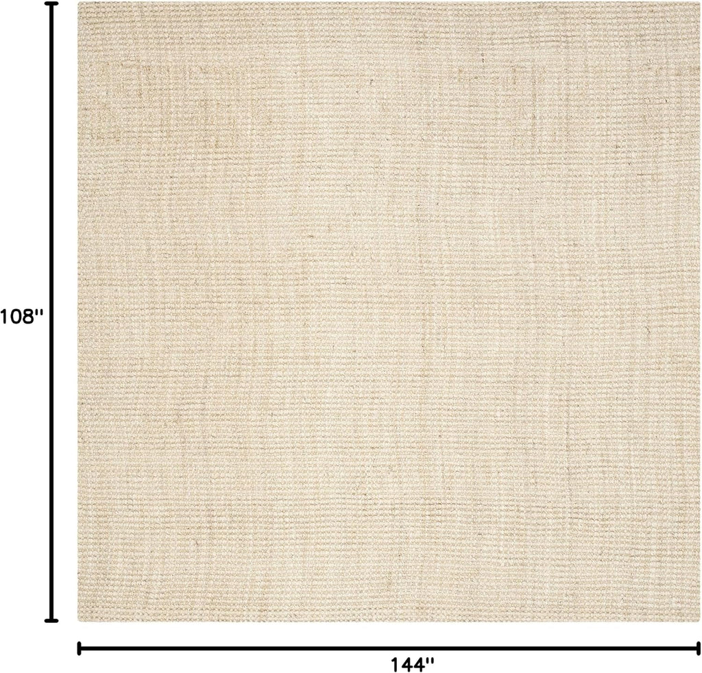 Natural Fiber Collection Area Rug, Ivory, Handmade Farmhouse Jute, Ideal for High Traffic Areas in Living