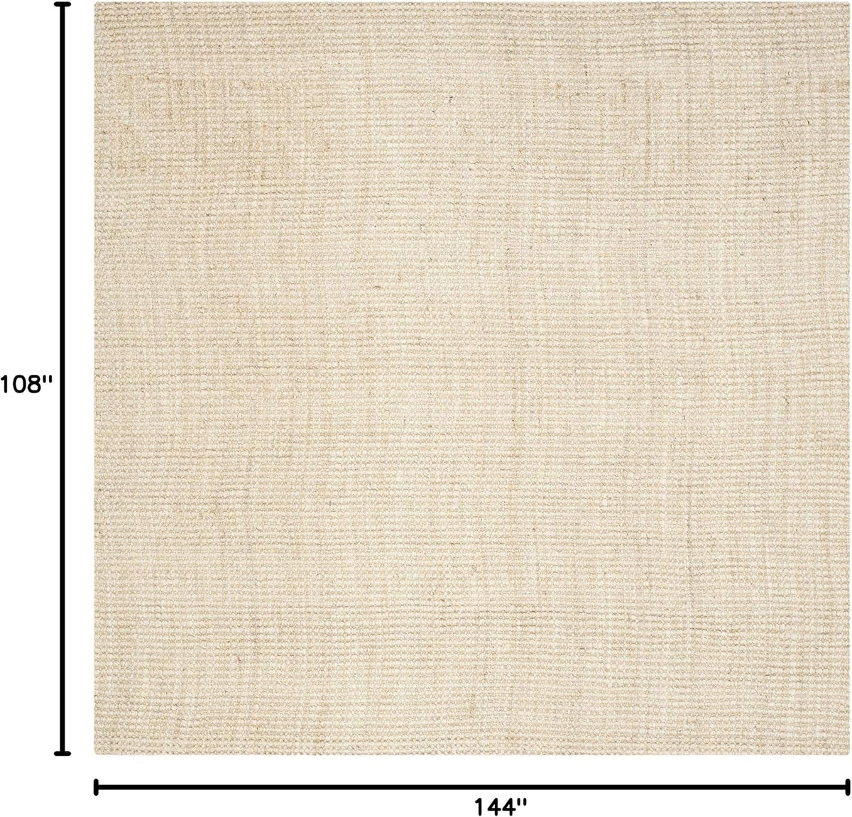 Natural Fiber Collection Area Rug, Ivory, Handmade Farmhouse Jute, Ideal for High Traffic Areas in Living