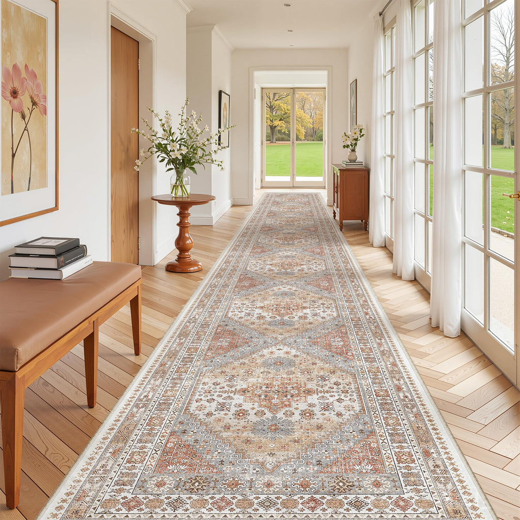 3x20 Runner Rug Non Slip, Washable Hallway Runner Rug, Orange