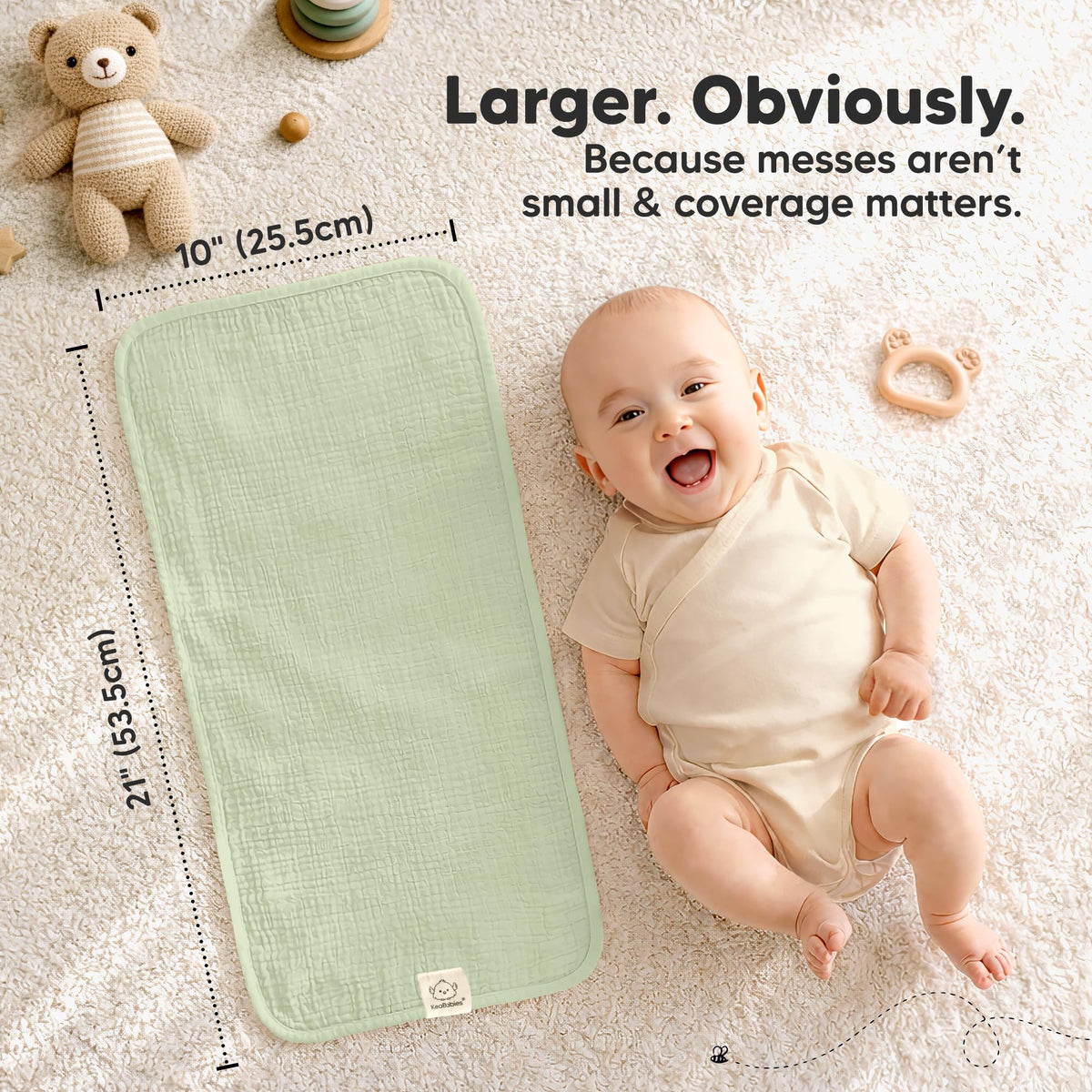 Organic Muslin Burp Cloths Baby Boy, Girl, 5-Pack (Muted Pastel)