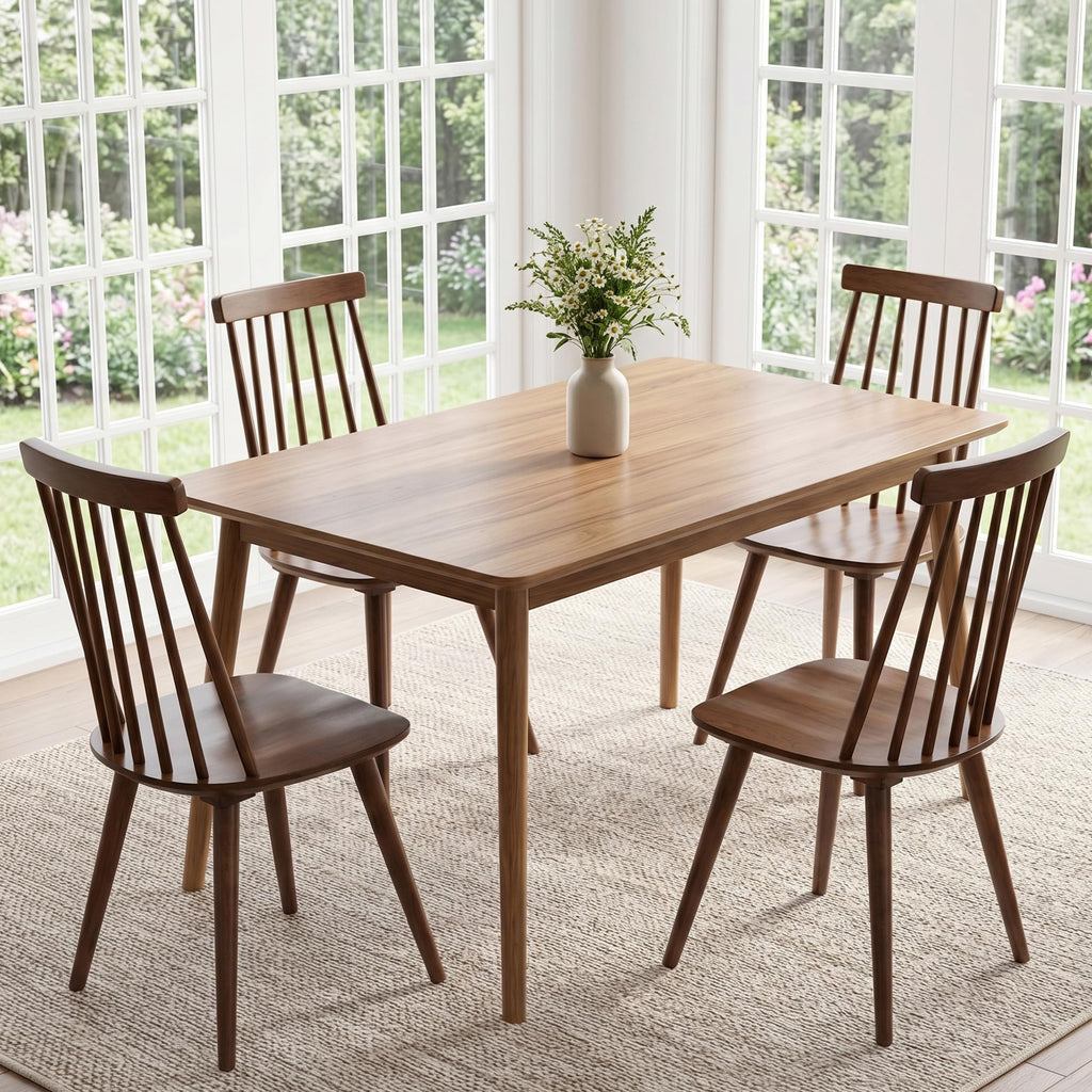 Windsor Wooden Dining Chairs Set of 4, Spindle Back Dining Chairs