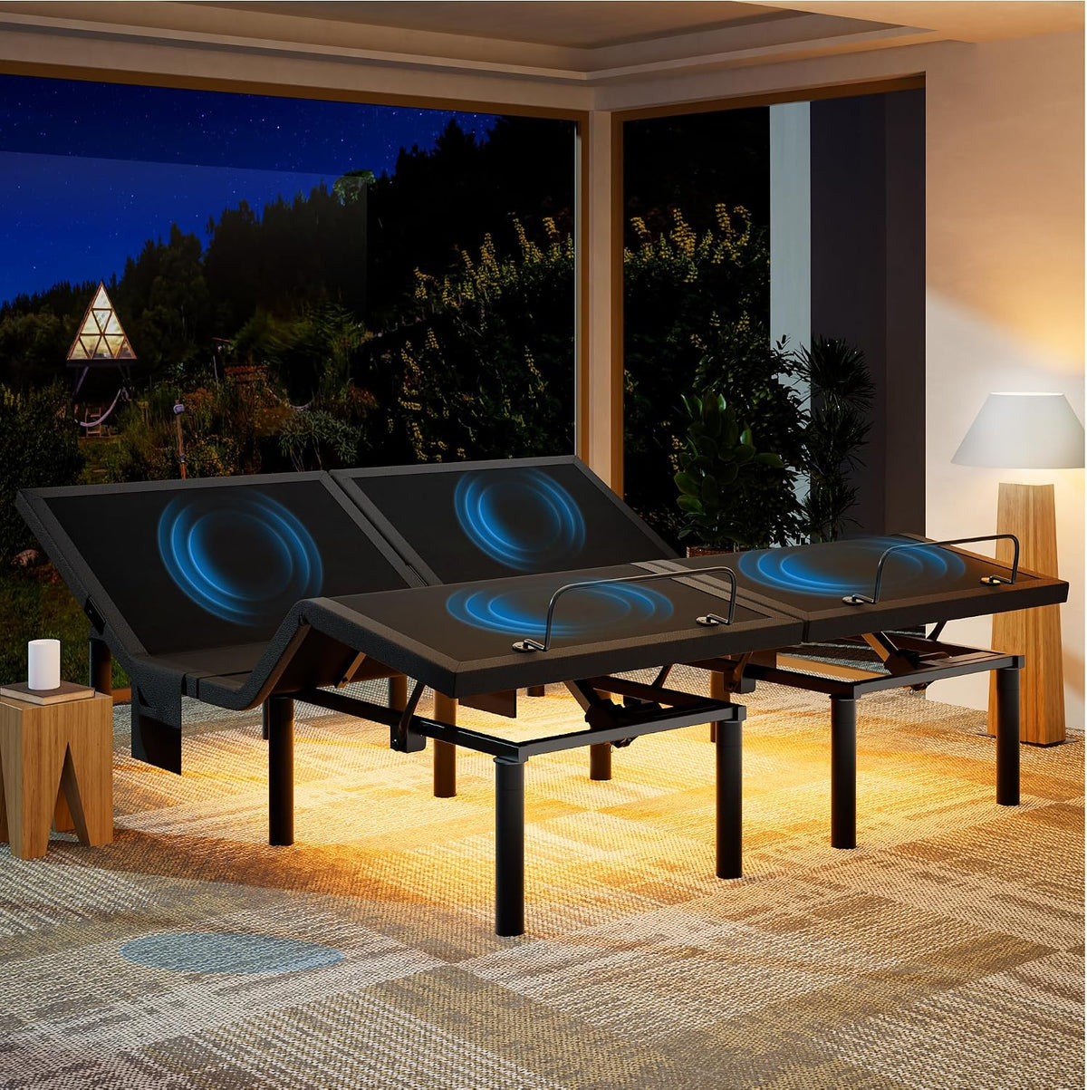 Split King Adjustable Bed Frame Electric Bed Bases with Massage