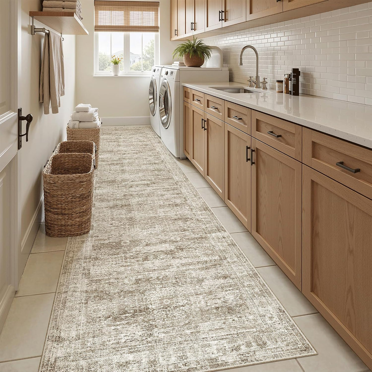 Hallway Runner Rug Non-Slip Runners Brown