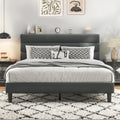 Queen Bed Frame, Platform Bed Frame with Velvet Upholstered Headboard, No Box Spring Needed, Sturdy Metal Support