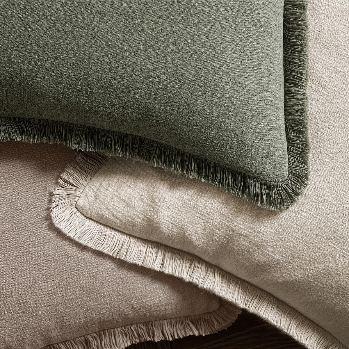 Boho Linen Fringe Decorative Fall Throw Pillow Covers Dune 18x18