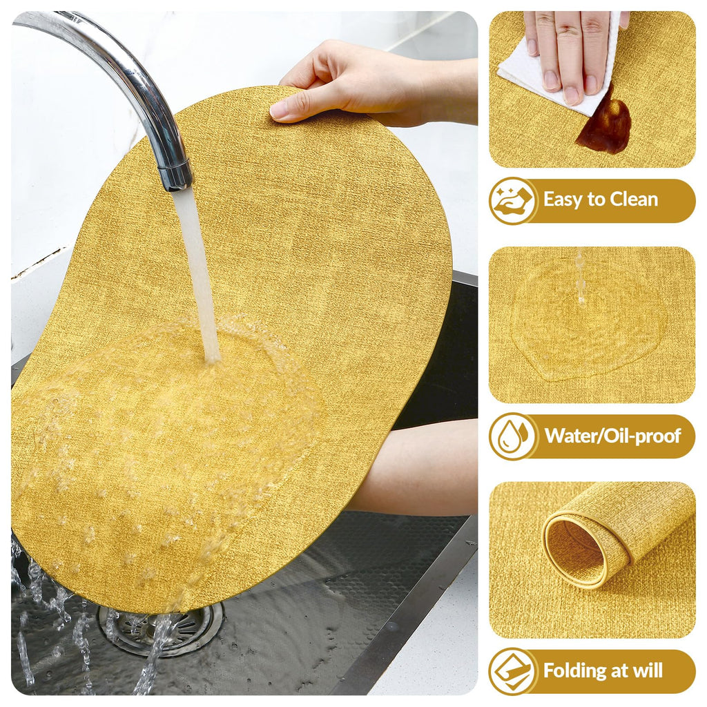 Heat Resistant Oval Placemats Set of 4, Yellow