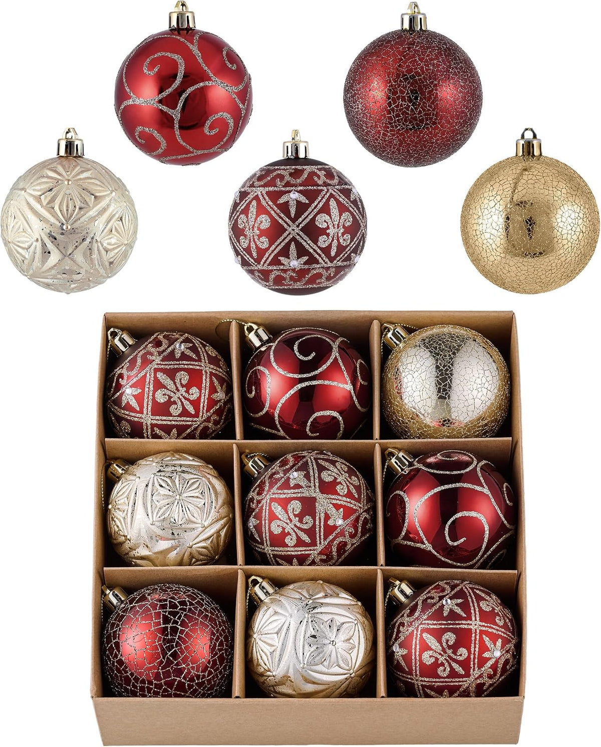9ct Christmas Tree Decorations Ball Ornaments 2.76 Inches
