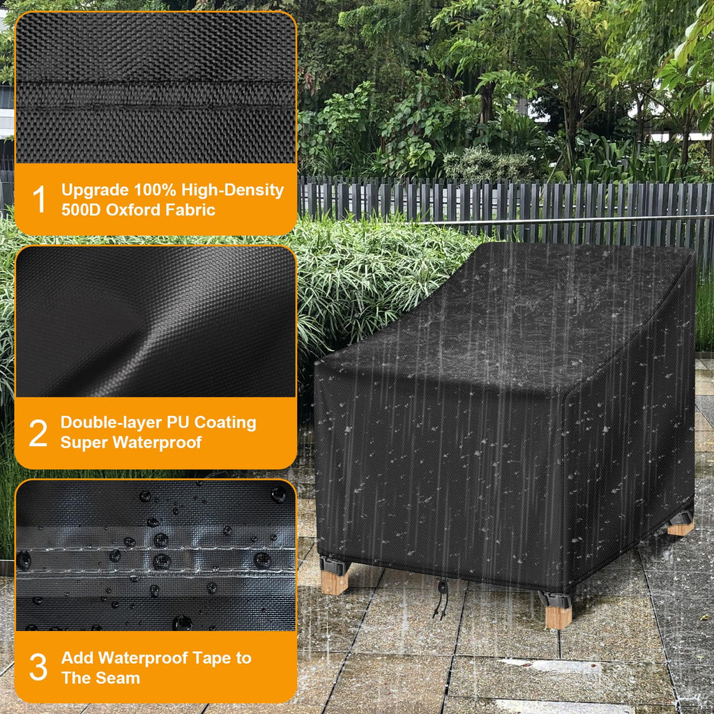 Waterproof Winter 2 Pack - Heavy Duty Lawn Outdoor Furniture Chair Covers with Anti UV and No Tears, No Fading