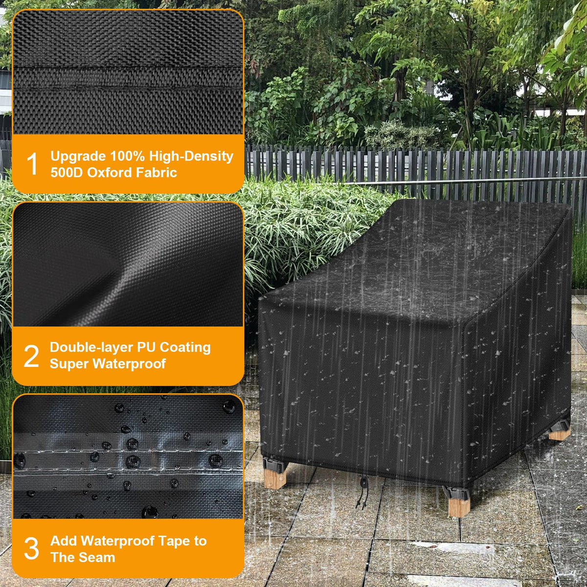 Waterproof Winter 2 Pack - Heavy Duty Lawn Outdoor Furniture Chair Covers with Anti UV and No Tears, No Fading