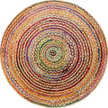 Jute Chindi Braid Rag Rug - 8 Feet Round Multi Color Area Rug