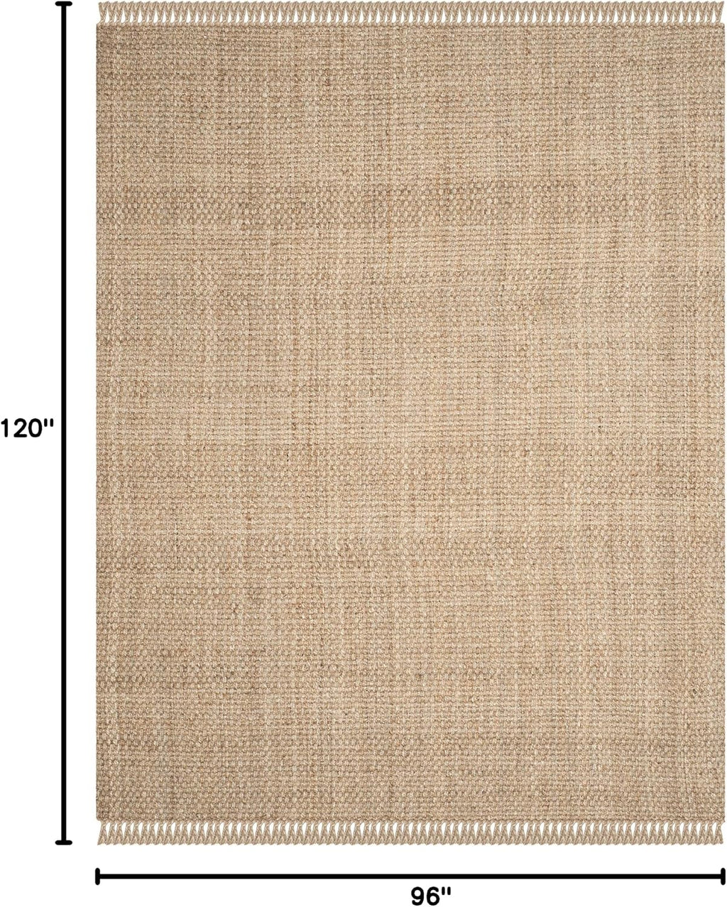 Area Rug - Natural Fiber Collection - Large - Natural, Handmade Jute, Tassel Design, Ideal, Dining Space