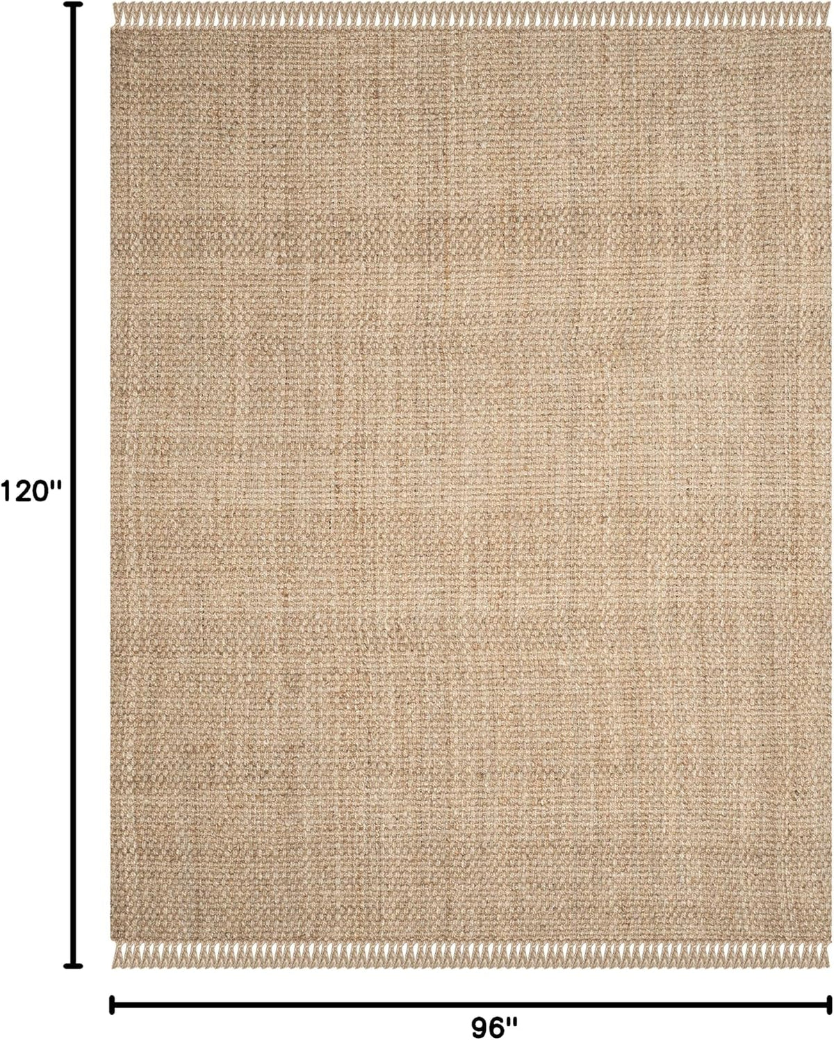 Area Rug - Natural Fiber Collection - Large - Natural, Handmade Jute, Tassel Design, Ideal, Dining Space