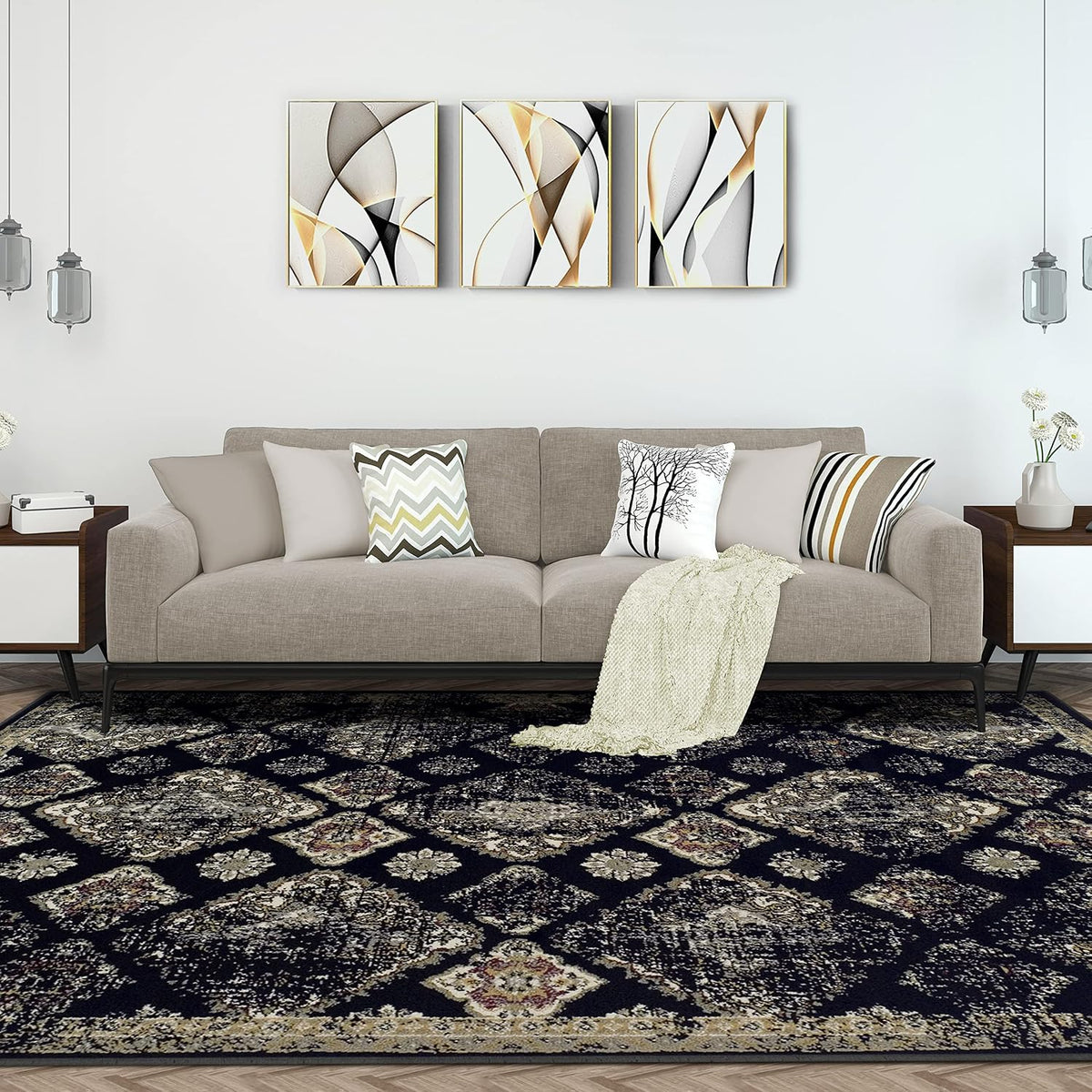 Vintage Distressed Area Rug with 8mm Pile and Jute Backing