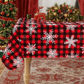 Rectangle Waterproof Vinyl Table Cloth, Wipeable Tablecloth with Flannel Backing, Plastic Table Cover for Dinner