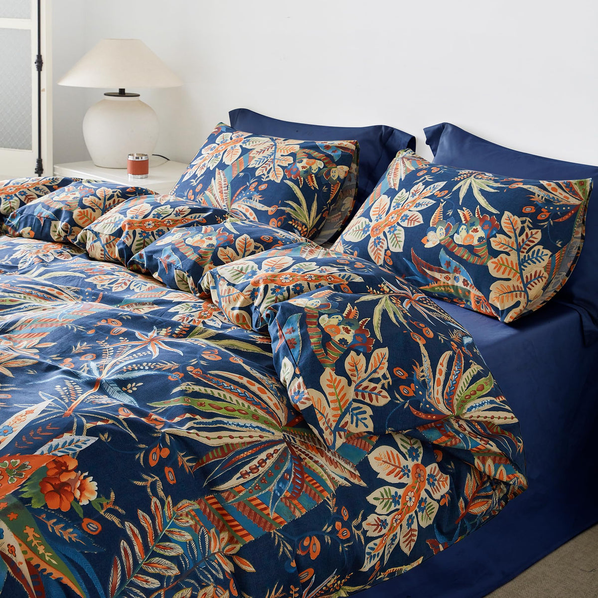 Aquatic Botanical Duvet Cover 100% Egyptian Cotton 3 Pcs Set