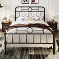 Metal Platform Bed Frame with Vintage Headboard