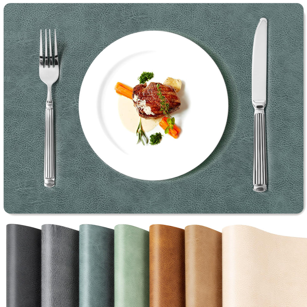 Faux Leather Placemats Set of 6, Vinyl Placemats Heat Resistant