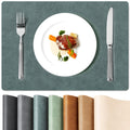Faux Leather Placemats Set of 6, Vinyl Placemats Heat Resistant