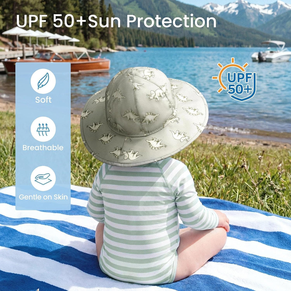 Baby Sun Hat UPF 50+ Wide Brim Quick-Dry Beach Hat for Boy Girl 0