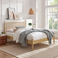 Zane King Size Spindle Bed in Light Oak - Solid Wood Platform Bed Frame with Headboard, No Box Spring Needed