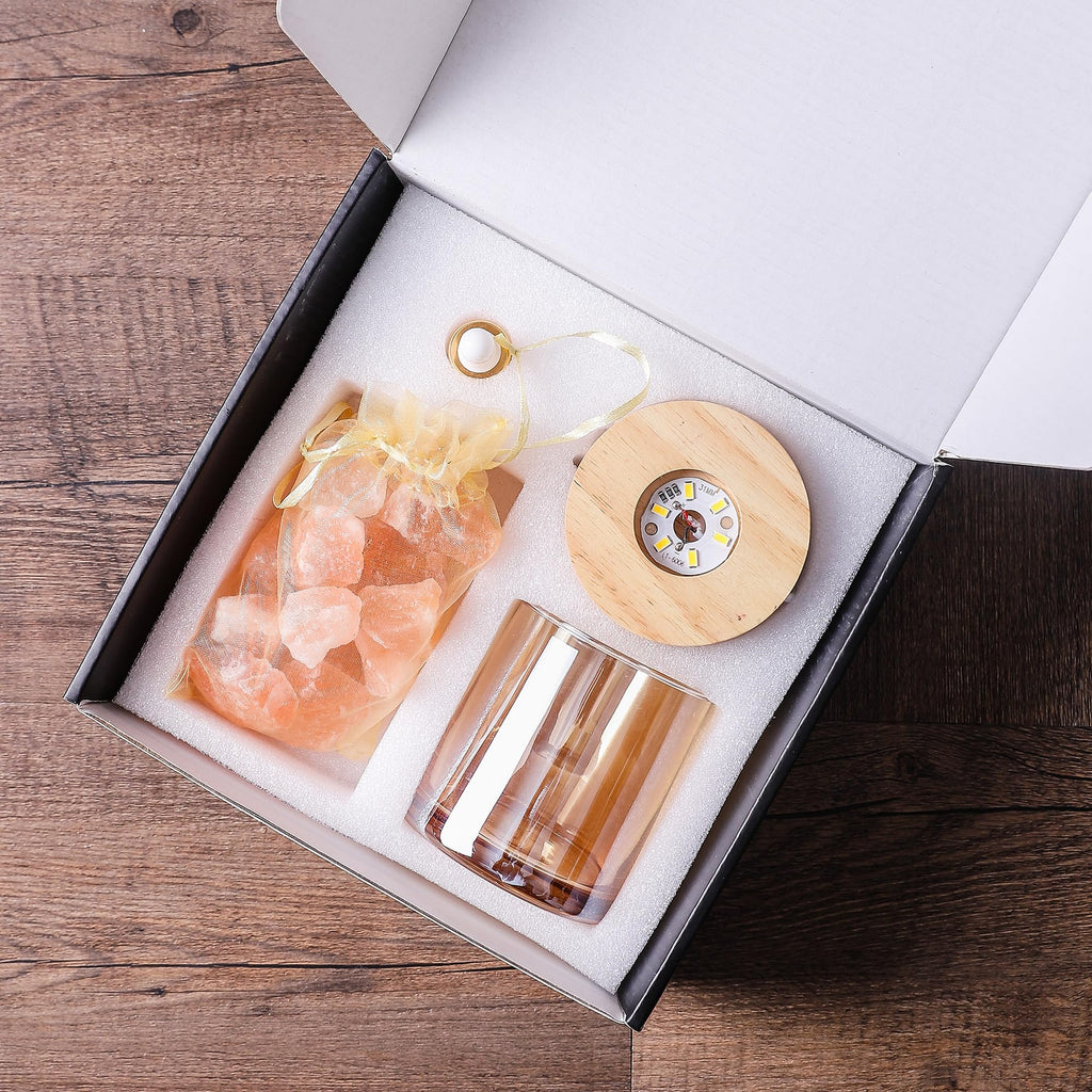 Himalayan Salt Stone Essential Oil Diffuser - Lavender Essential Oil Gift Set - Natural Aromatherapy Diffuser