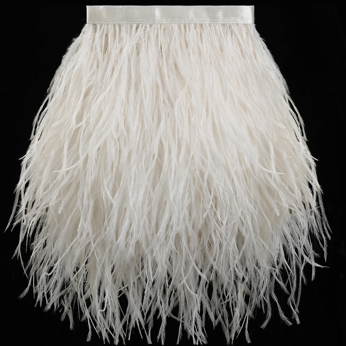 5-7inch Off-White Ostrich Feather Trim for DIY Sewing,2Yards