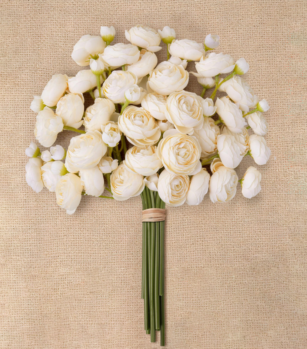 Ranunculus Artificial Flowers 18 Pcs, Faux Silk Mini Peonies Bulk Flowers for Vase, Fake Wedding Filler Flowers for