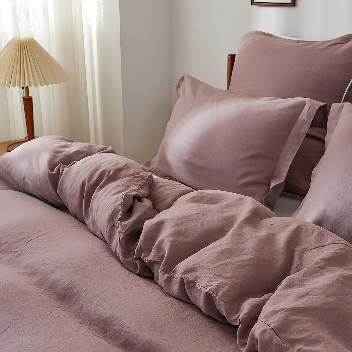 Dusty Rose Cotton Duvet Cover Comforter Cover Stonewashed Cotton Bedding Cover with 2 Pillowcase Custom Sizes Cotton