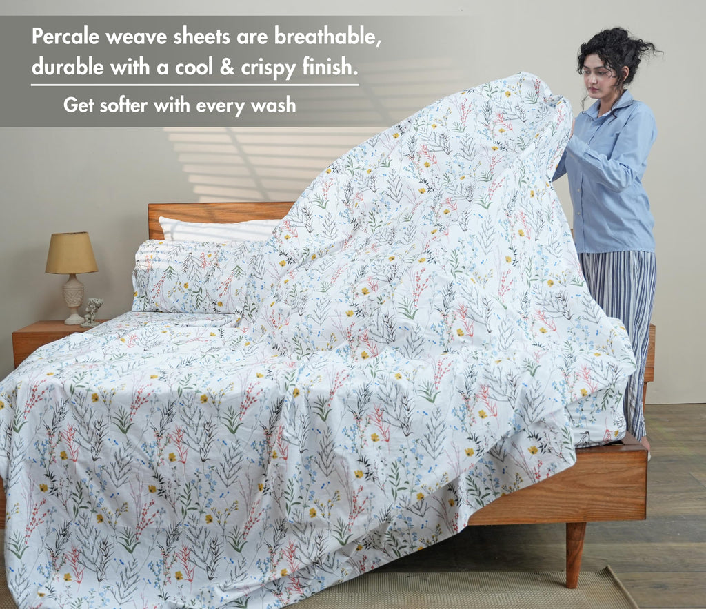 100% Cotton Queen Sheets, Percale Queen Sheet Set, Aroma