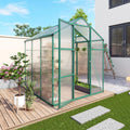 6x10FT Walk-in Polycarbonate Greenhouse Kit, Heavy Duty Aluminum Alloy Frame Green House with Ventilation & Drainage