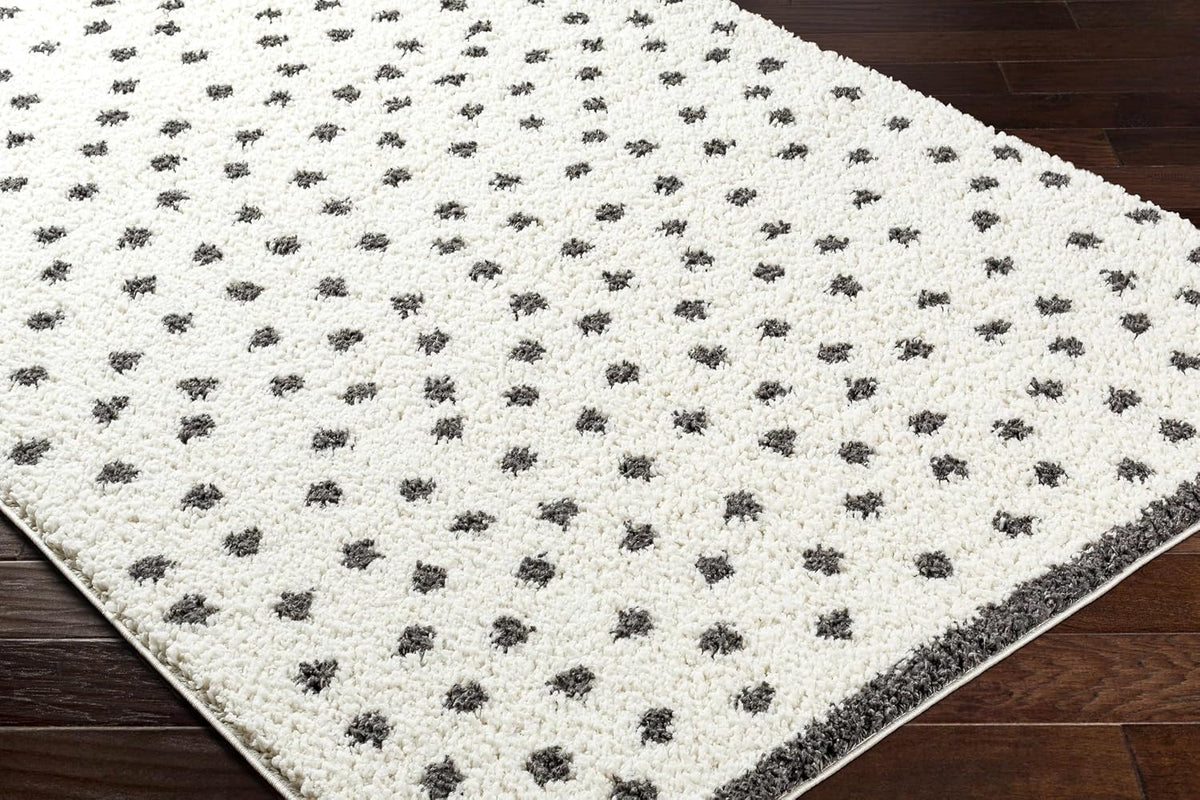 Chablis Living Room, Bedroom Area Rug - Polka Dot Dalmatian Abstract - Contemporary Modern Minimalist Scandinavian