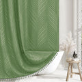 Extra Long Boho - Woven Fabric Cute 84 Inch Sage Green, 72 x 84 Tufted Leaves Textured Striped Modern Farmhouse