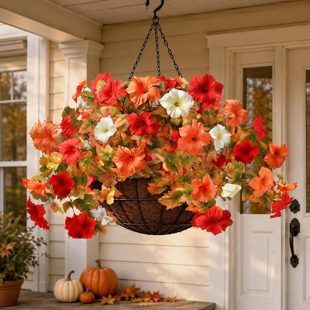 2Pcs Artificial Fall Hanging Flowers for Basket Outdoors