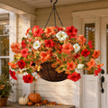2Pcs Artificial Fall Hanging Flowers for Basket Outdoors
