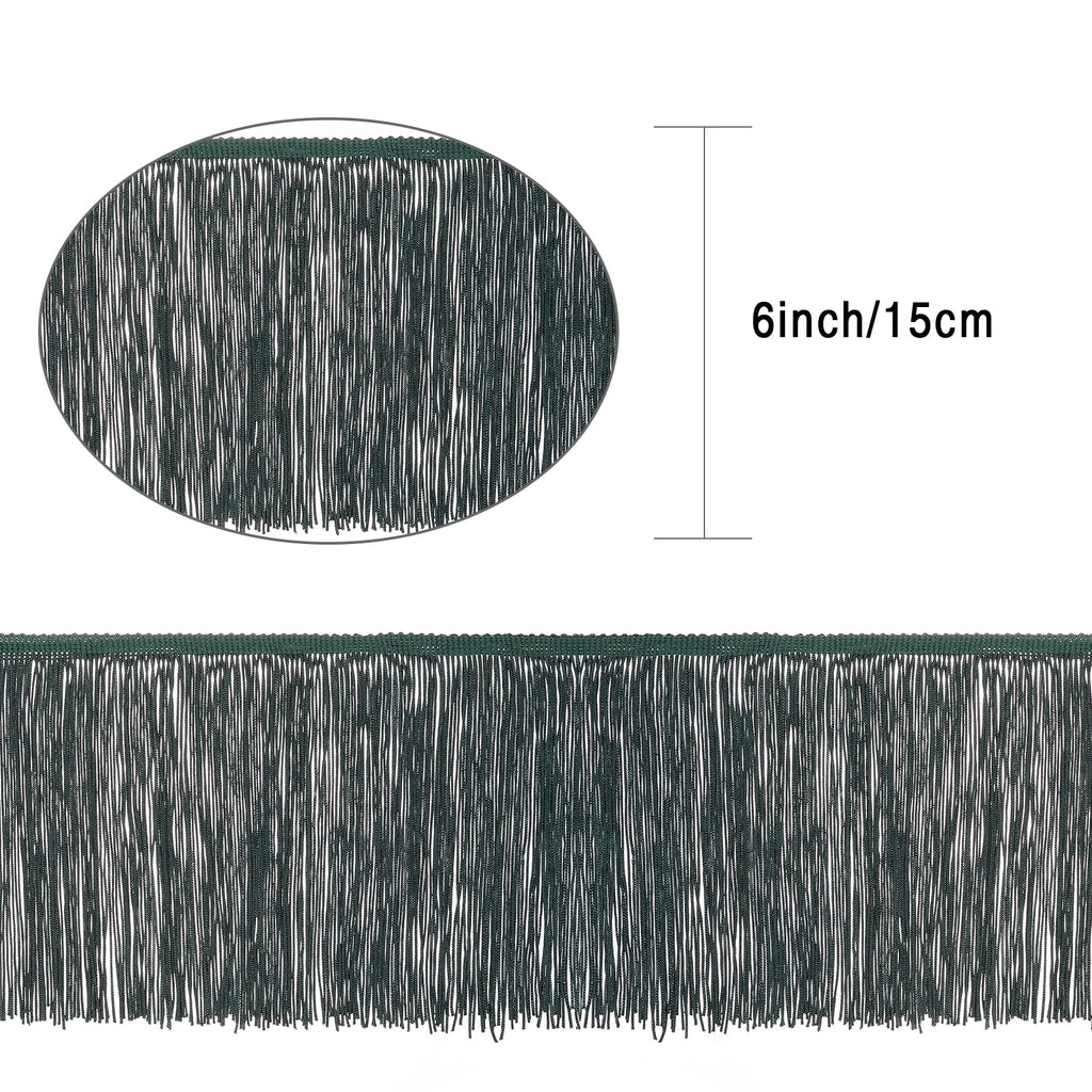 Sewing Fringe Trim for DIY Craft, Dark Green, 6 Inches Wide - 10 Yards