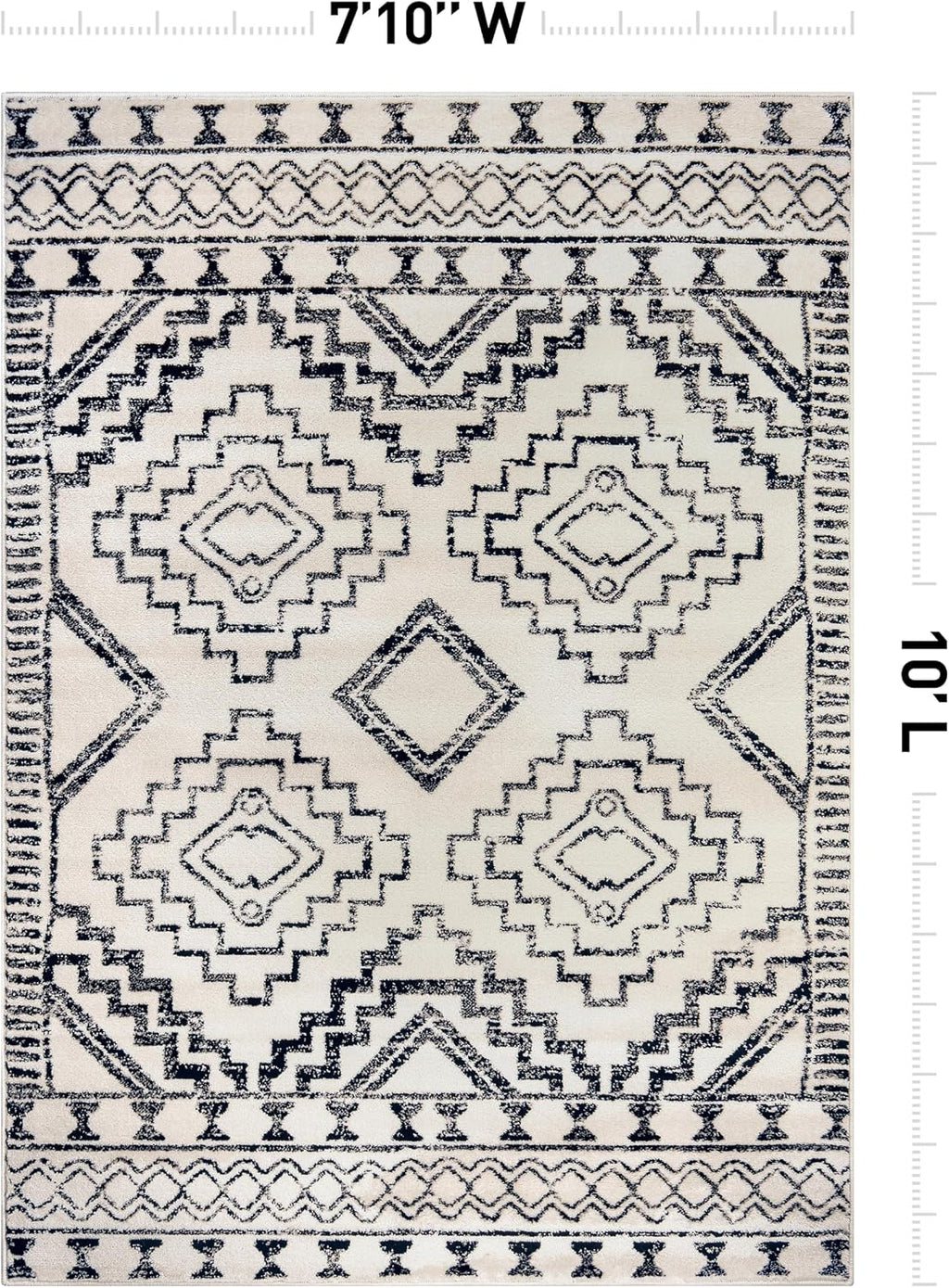 Southwestern Geometric Tribal Boho Area Rug Soft Cream